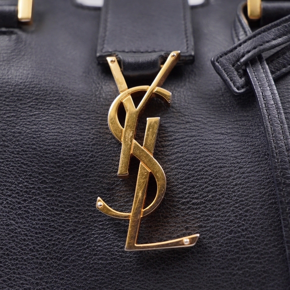 BN04 ❤️ Saint Laurent Black Leather Cabas Tote - Picture 2 of 16